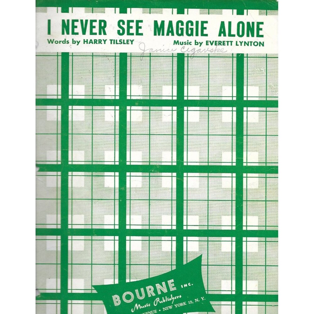 1926 I Never See Maggie Alone Sheet Music Bourne Inc MCM Reprint